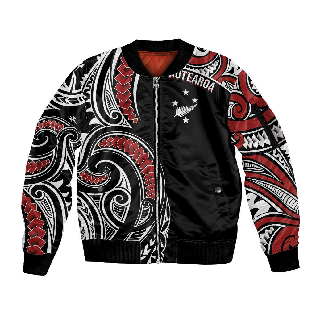 New Zealand Darts Personalized Hei Manaia Sleeve Zip Bomber Jacket Classic Kowhaiwhai LT7 Unisex Black - Polynesian Pride