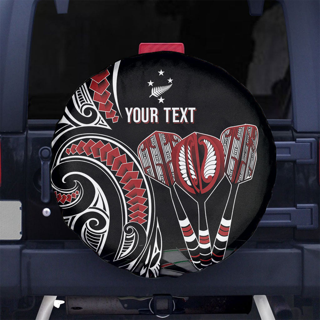 New Zealand Darts Personalized Hei Manaia Spare Tire Cover Classic Kowhaiwhai LT7 No hole Black - Polynesian Pride