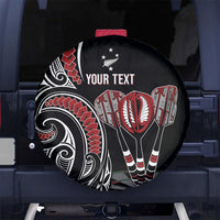 New Zealand Darts Personalized Hei Manaia Spare Tire Cover Classic Kowhaiwhai LT7 No hole Black - Polynesian Pride