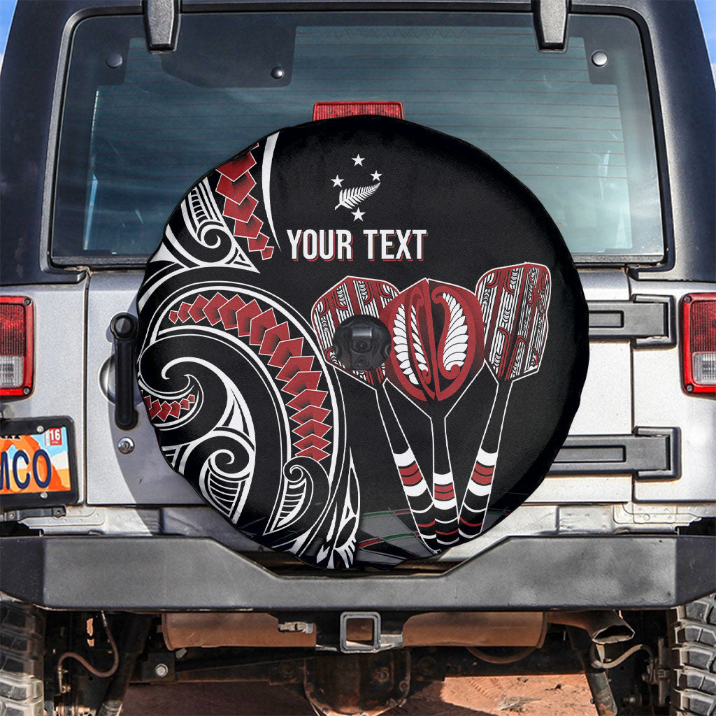 New Zealand Darts Personalized Hei Manaia Spare Tire Cover Classic Kowhaiwhai LT7 Black - Polynesian Pride
