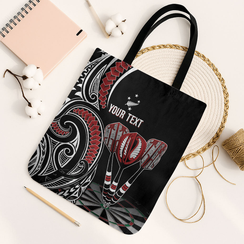 New Zealand Darts Personalized Hei Manaia Tote Bag Classic Kowhaiwhai LT7 Black Strap One Size Black - Polynesian Pride