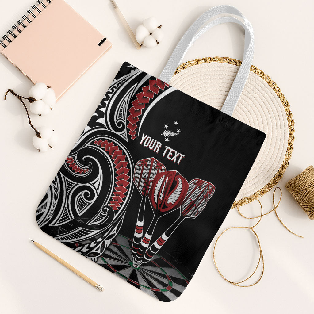 New Zealand Darts Personalized Hei Manaia Tote Bag Classic Kowhaiwhai LT7 White Strap One Size Black - Polynesian Pride