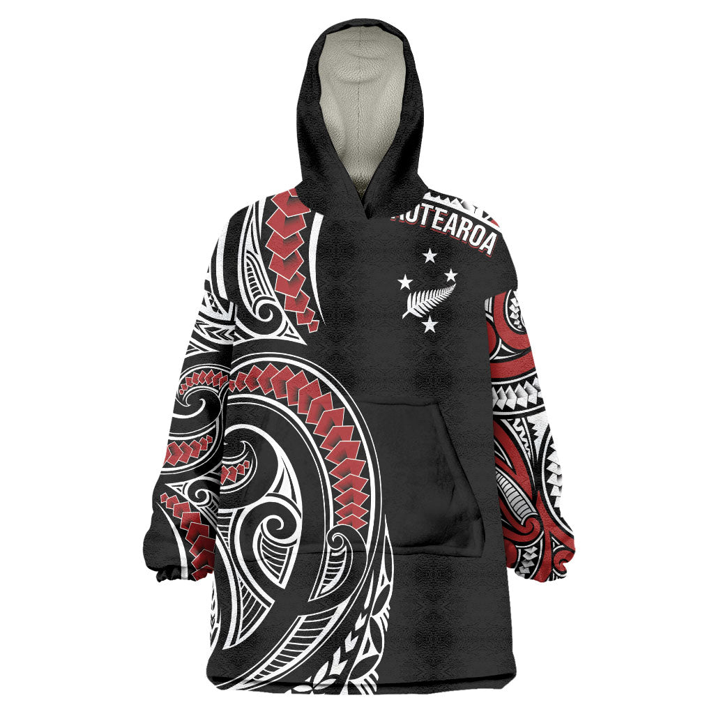 New Zealand Darts Personalized Hei Manaia Wearable Blanket Hoodie Classic Kowhaiwhai LT7 One Size Black - Polynesian Pride