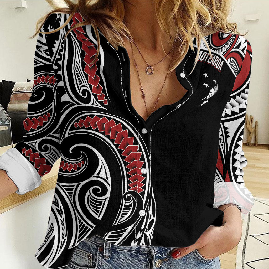 New Zealand Darts Personalized Hei Manaia Women Casual Shirt Classic Kowhaiwhai LT7 Female Black - Polynesian Pride