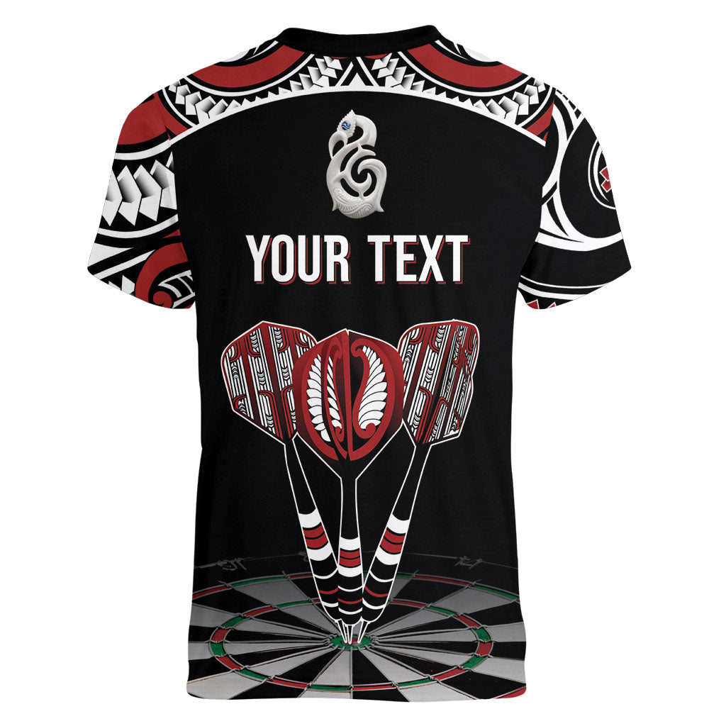 New Zealand Darts Personalized Hei Manaia Women V-Neck T-Shirt Classic Kowhaiwhai LT7 - Polynesian Pride