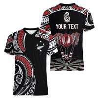 New Zealand Darts Personalized Hei Manaia Women V-Neck T-Shirt Classic Kowhaiwhai LT7 - Polynesian Pride