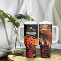 Papua New Guinea Tumbler With Handle Grunge Style 49th Independence Anni