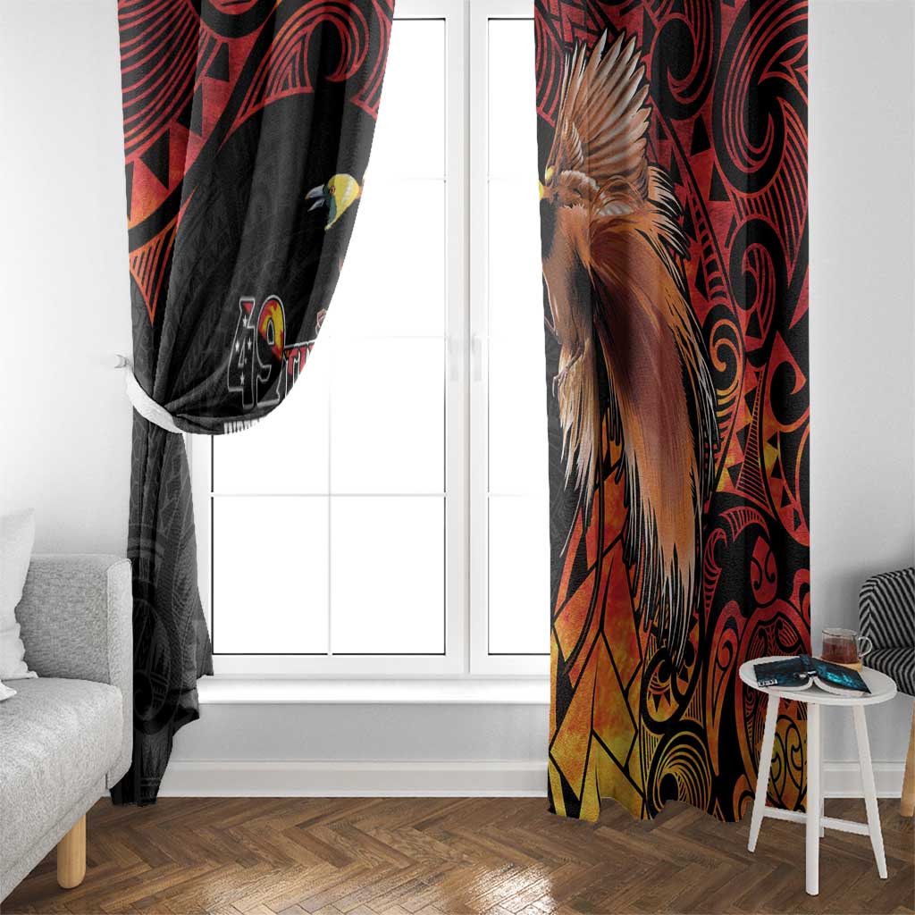 Papua New Guinea Window Curtain Grunge Style 49th Independence Anni LT7 - Polynesian Pride