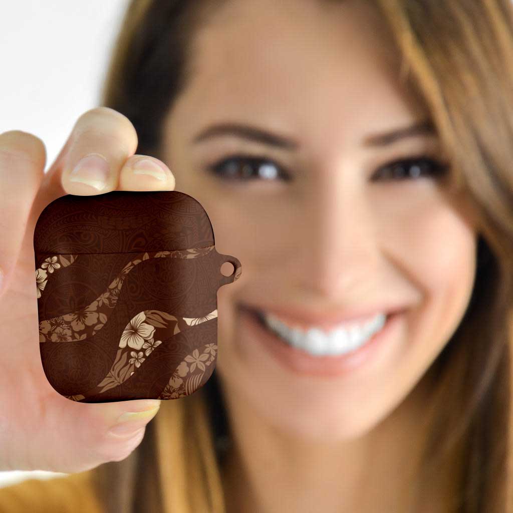 Aloha Hawaii Floral Tapa AirPods Case Patchwork Mocha - Polynesian Pride