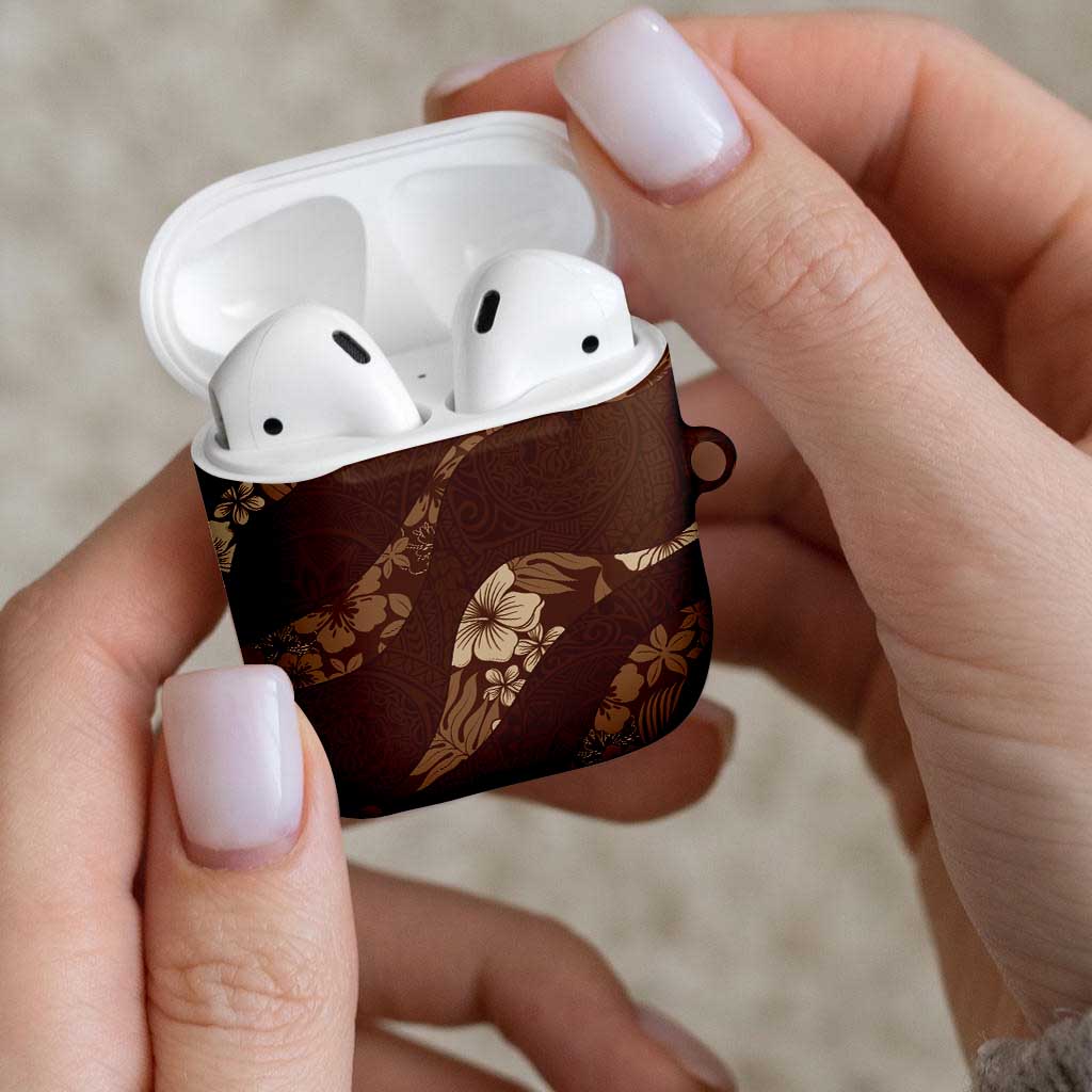 Aloha Hawaii Floral Tapa AirPods Case Patchwork Mocha - Polynesian Pride