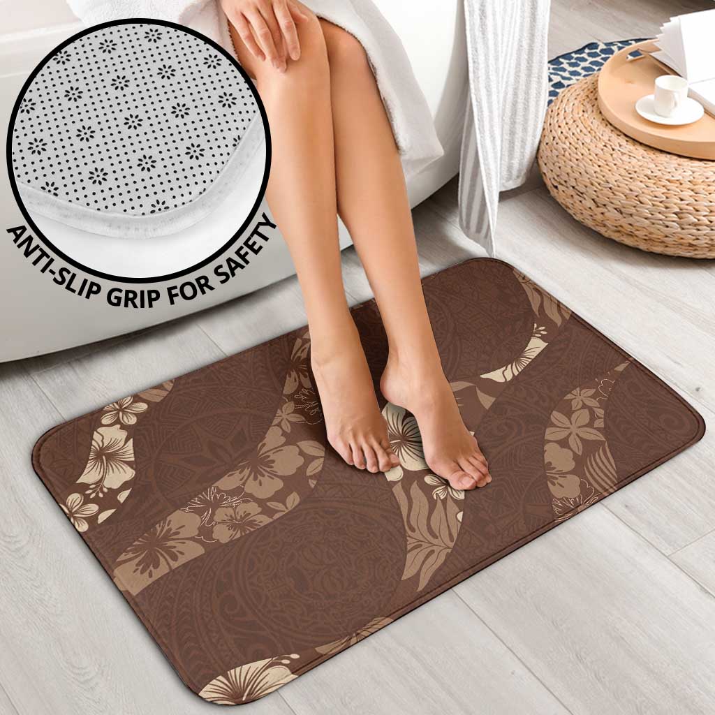 Aloha Hawaii Floral Tapa Bathroom Set Patchwork Mocha - Polynesian Pride