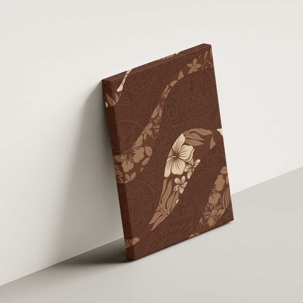 Aloha Hawaii Floral Tapa Canvas Wall Art Patchwork Mocha - Polynesian Pride