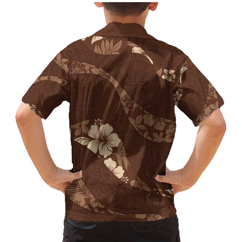 Aloha Hawaii Floral Tapa Family Matching Mermaid Dress and Hawaiian Shirt Patchwork Mocha LT7 - Polynesian Pride
