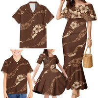 Aloha Hawaii Floral Tapa Family Matching Mermaid Dress and Hawaiian Shirt Patchwork Mocha LT7 - Polynesian Pride