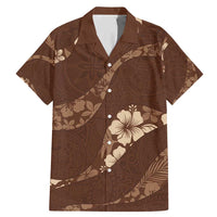 Aloha Hawaii Floral Tapa Family Matching Mermaid Dress and Hawaiian Shirt Patchwork Mocha LT7 Dad's Shirt - Short Sleeve Mocha - Polynesian Pride