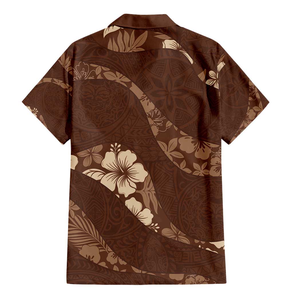 Aloha Hawaii Floral Tapa Family Matching Mermaid Dress and Hawaiian Shirt Patchwork Mocha LT7 - Polynesian Pride