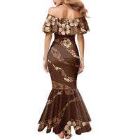 Aloha Hawaii Floral Tapa Family Matching Mermaid Dress and Hawaiian Shirt Patchwork Mocha LT7 - Polynesian Pride