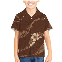 Aloha Hawaii Floral Tapa Family Matching Mermaid Dress and Hawaiian Shirt Patchwork Mocha LT7 Son's Shirt Mocha - Polynesian Pride