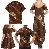 Aloha Hawaii Floral Tapa Family Matching Summer Maxi Dress and Hawaiian Shirt Patchwork Mocha LT7 - Polynesian Pride