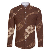 Aloha Hawaii Floral Tapa Family Matching Summer Maxi Dress and Hawaiian Shirt Patchwork Mocha LT7 Dad's Shirt - Long Sleeve Mocha - Polynesian Pride