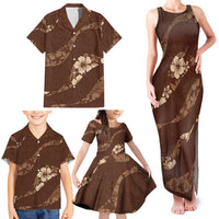 Aloha Hawaii Floral Tapa Family Matching Tank Maxi Dress and Hawaiian Shirt Patchwork Mocha LT7 - Polynesian Pride