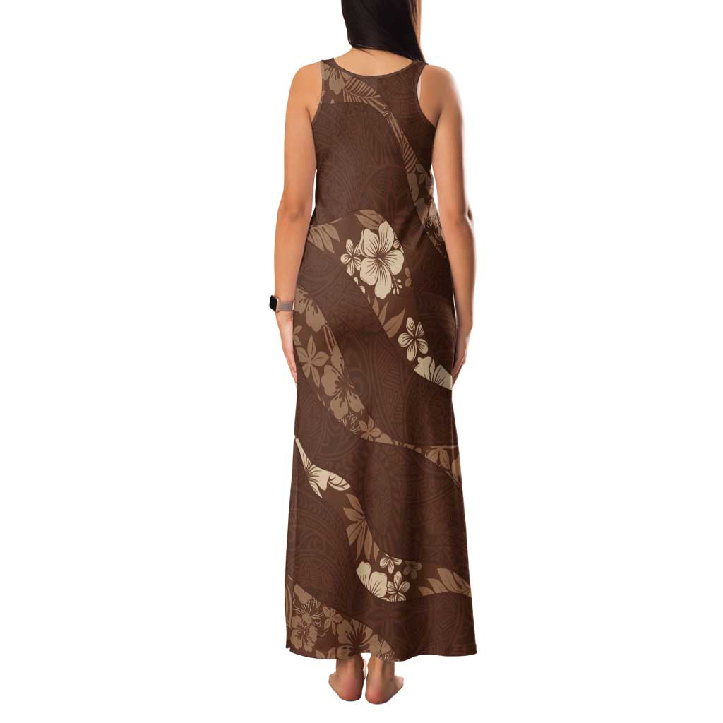 Aloha Hawaii Floral Tapa Family Matching Tank Maxi Dress and Hawaiian Shirt Patchwork Mocha LT7 - Polynesian Pride