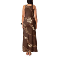 Aloha Hawaii Floral Tapa Family Matching Tank Maxi Dress and Hawaiian Shirt Patchwork Mocha LT7 - Polynesian Pride