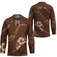 Aloha Hawaii Floral Tapa Hockey Jersey Patchwork Mocha - Polynesian Pride