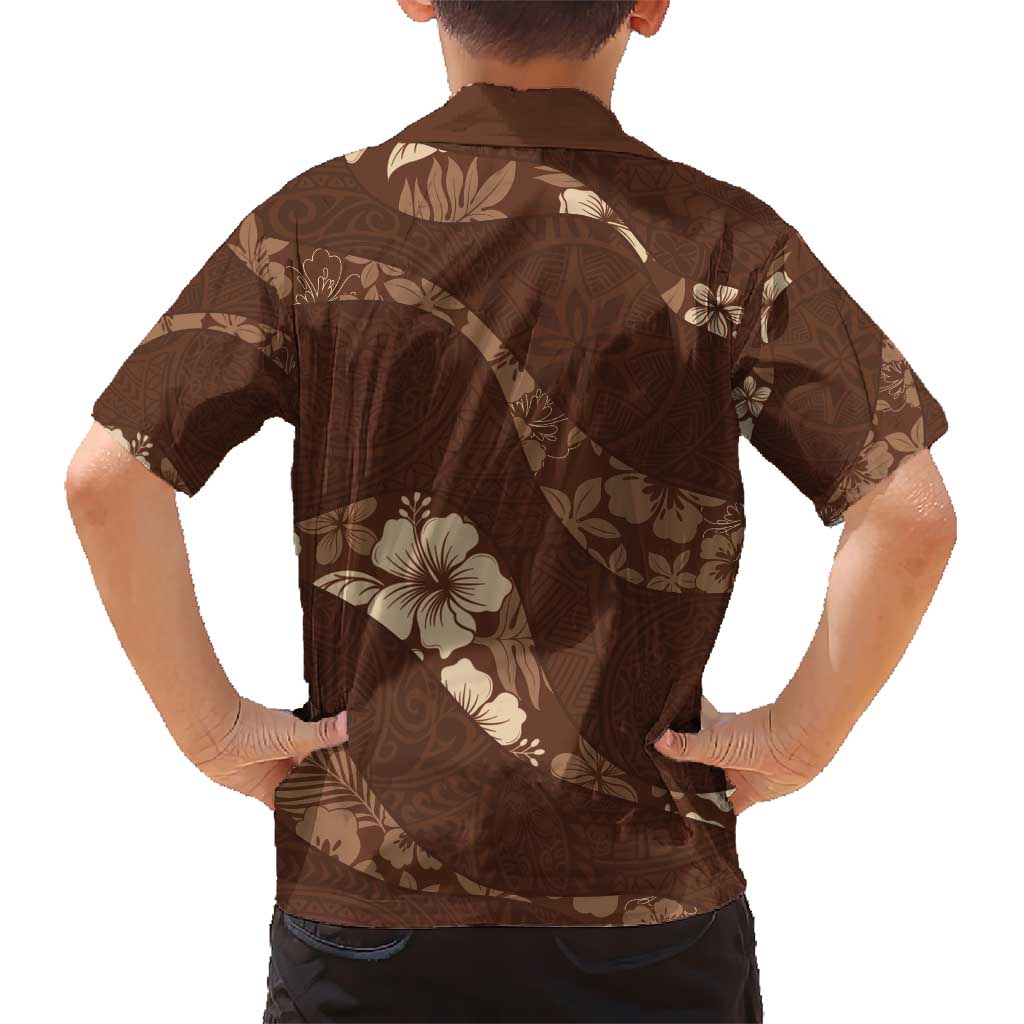 Aloha Hawaii Floral Tapa Kid Hawaiian Shirt Patchwork Mocha LT7 - Polynesian Pride