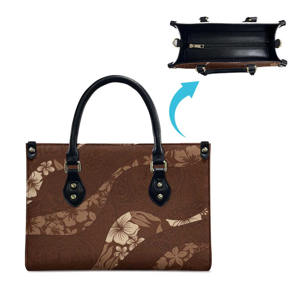 Aloha Hawaii Floral Tapa Leather Bag Patchwork Mocha - Polynesian Pride