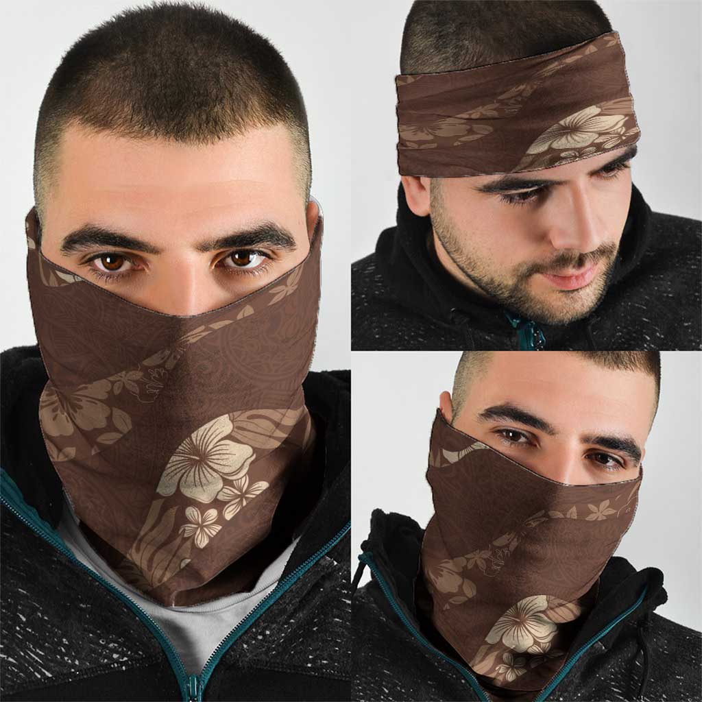 Aloha Hawaii Floral Tapa Neck Gaiter Patchwork Mocha - Polynesian Pride