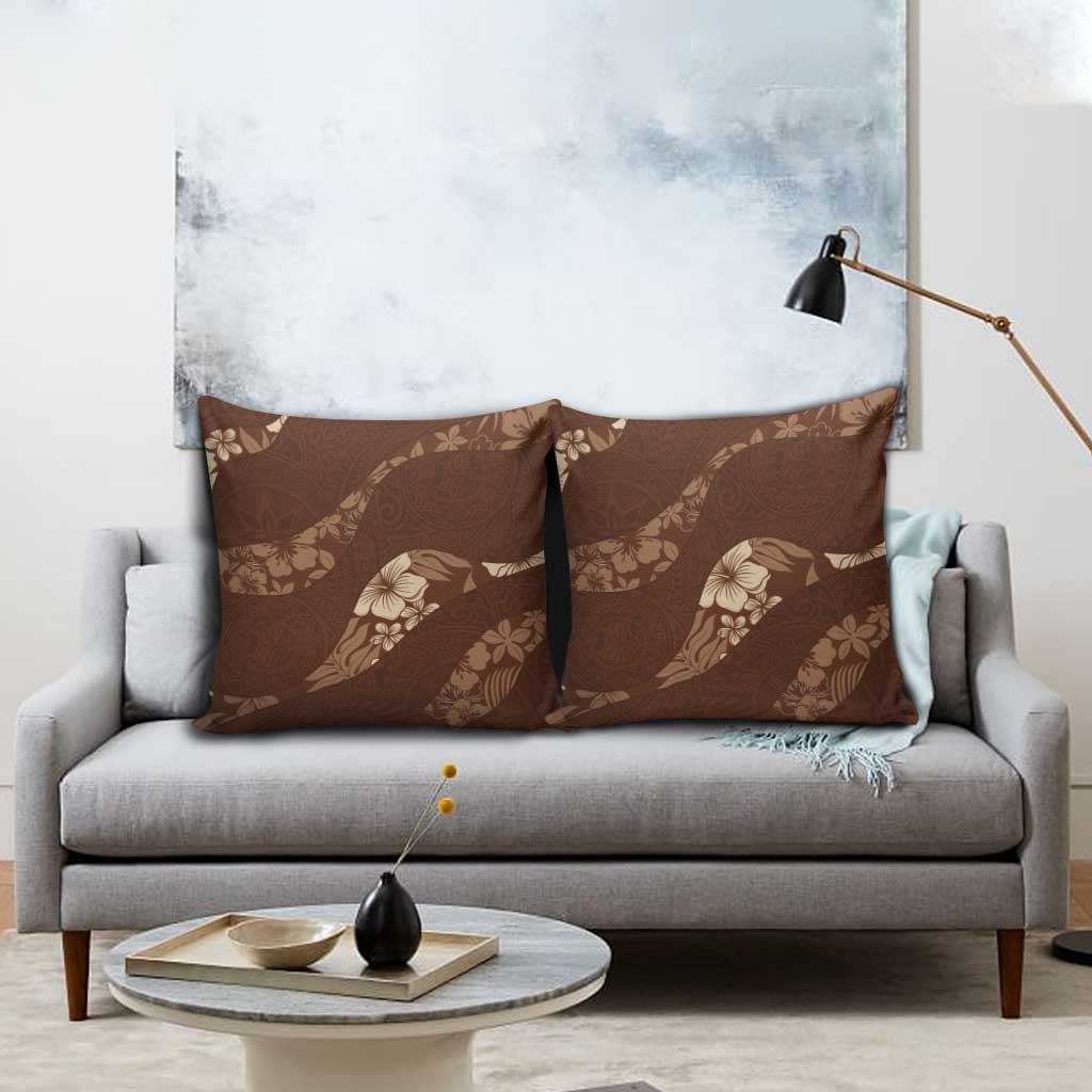 Aloha Hawaii Floral Tapa Pillow Cover Patchwork Mocha - Polynesian Pride