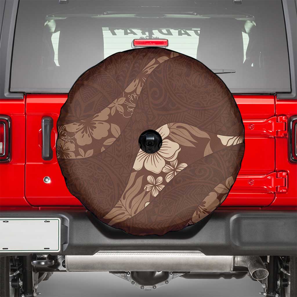 Aloha Hawaii Floral Tapa Spare Tire Cover Patchwork Mocha - Polynesian Pride
