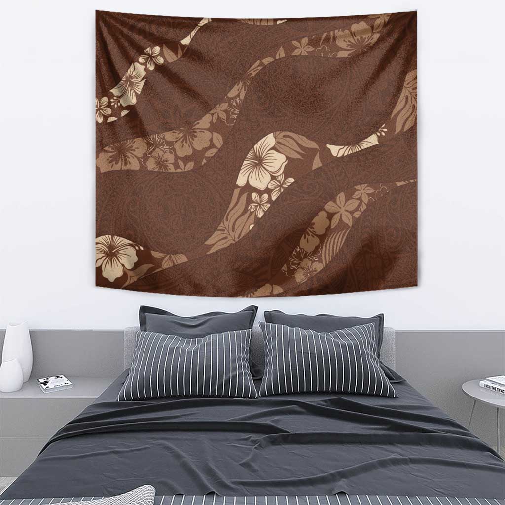Aloha Hawaii Floral Tapa Tapestry Patchwork Mocha - Polynesian Pride