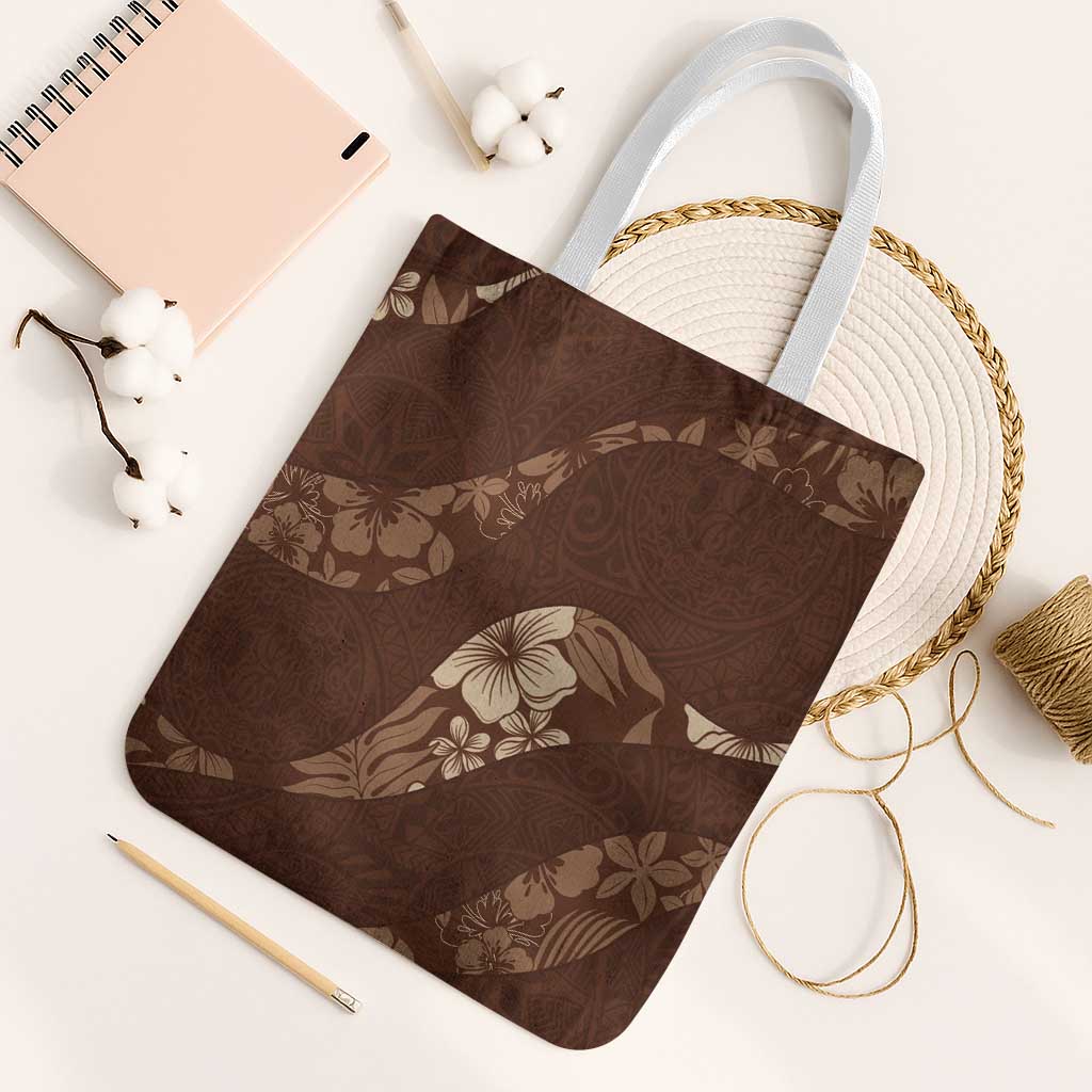 Aloha Hawaii Floral Tapa Tote Bag Patchwork Mocha - Polynesian Pride