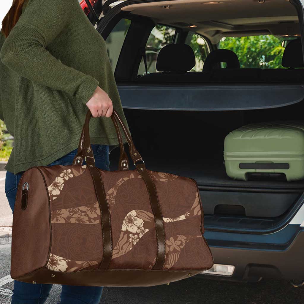 Aloha Hawaii Floral Tapa Travel Bag Patchwork Mocha - Polynesian Pride