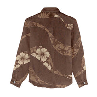 Aloha Hawaii Floral Tapa Women Casual Shirt Patchwork Mocha - Polynesian Pride