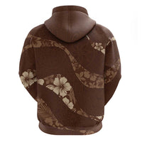 Aloha Hawaii Floral Tapa Zip Hoodie Patchwork Mocha LT7 - Polynesian Pride