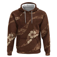 Aloha Hawaii Floral Tapa Zip Hoodie Patchwork Mocha LT7 Pullover Hoodie Mocha - Polynesian Pride