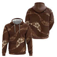 Aloha Hawaii Floral Tapa Zip Hoodie Patchwork Mocha LT7 - Polynesian Pride