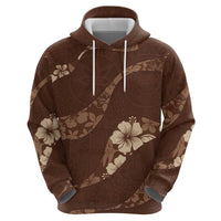 Aloha Hawaii Floral Tapa Zip Hoodie Patchwork Mocha LT7 - Polynesian Pride