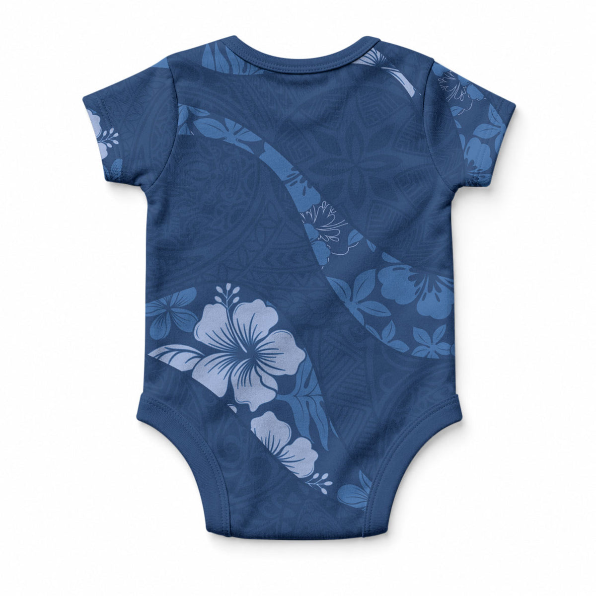 Aloha Hawaii Floral Tapa Baby Onesie Patchwork Navy