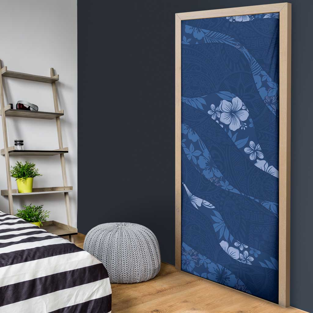 Aloha Hawaii Floral Tapa Door Cover Patchwork Navy - Polynesian Pride