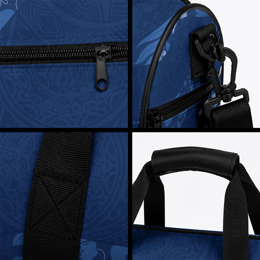 Aloha Hawaii Floral Tapa Duffle Bag Patchwork Navy