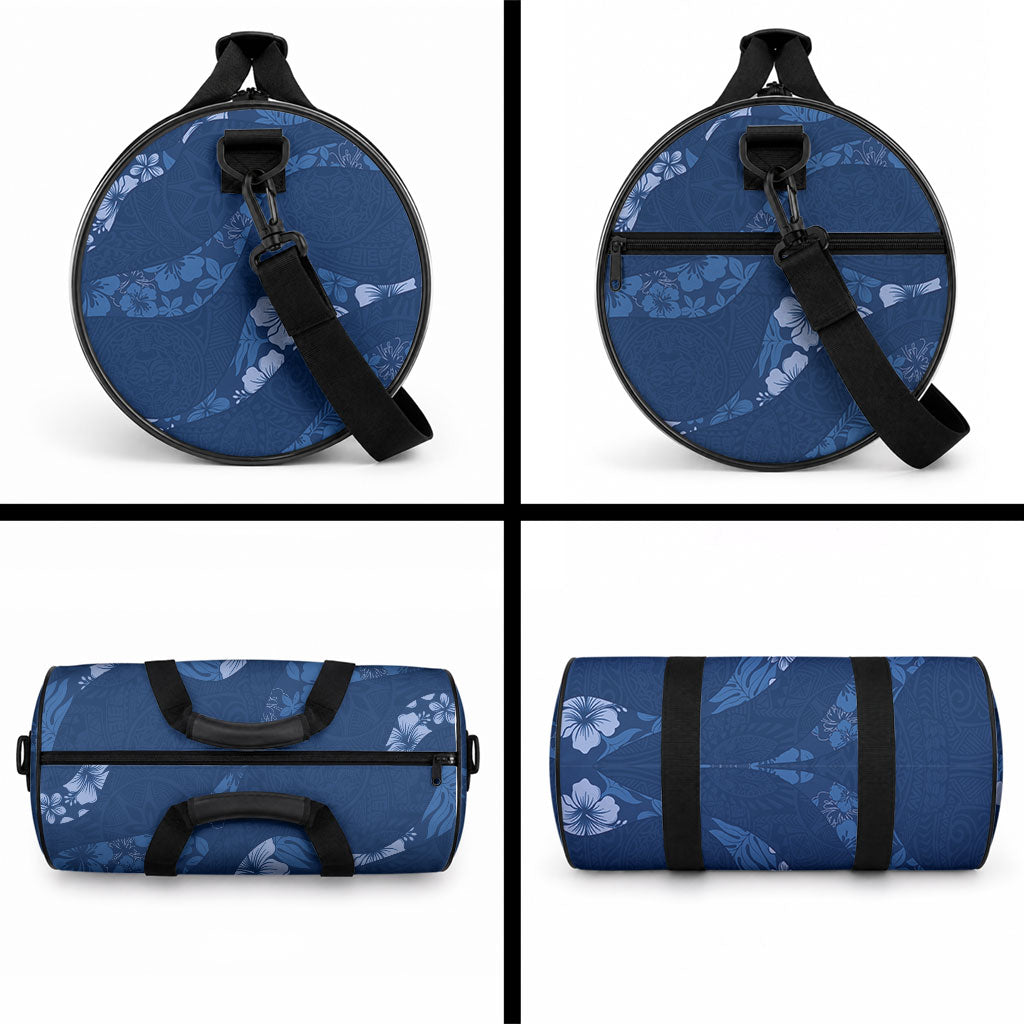 Aloha Hawaii Floral Tapa Duffle Bag Patchwork Navy
