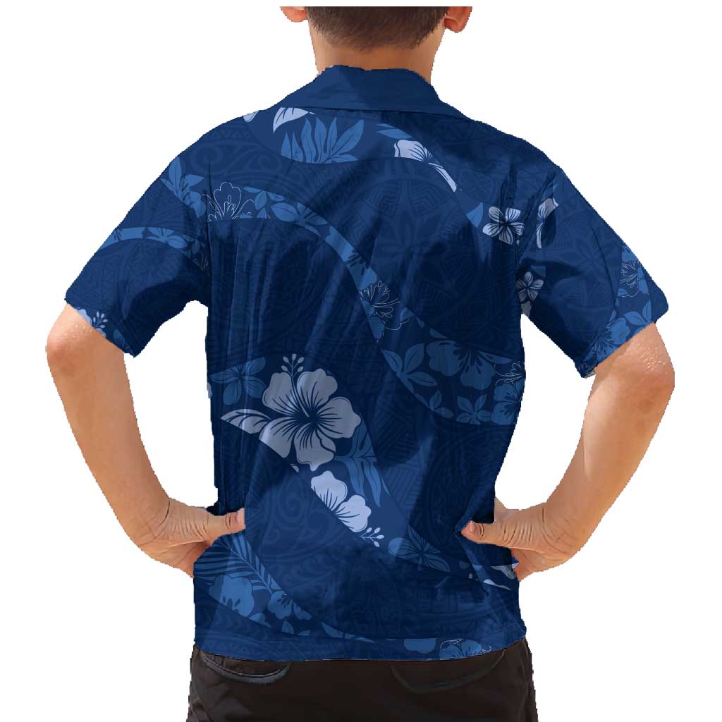 Aloha Hawaii Floral Tapa Family Matching Mermaid Dress and Hawaiian Shirt Patchwork Navy LT7 - Polynesian Pride
