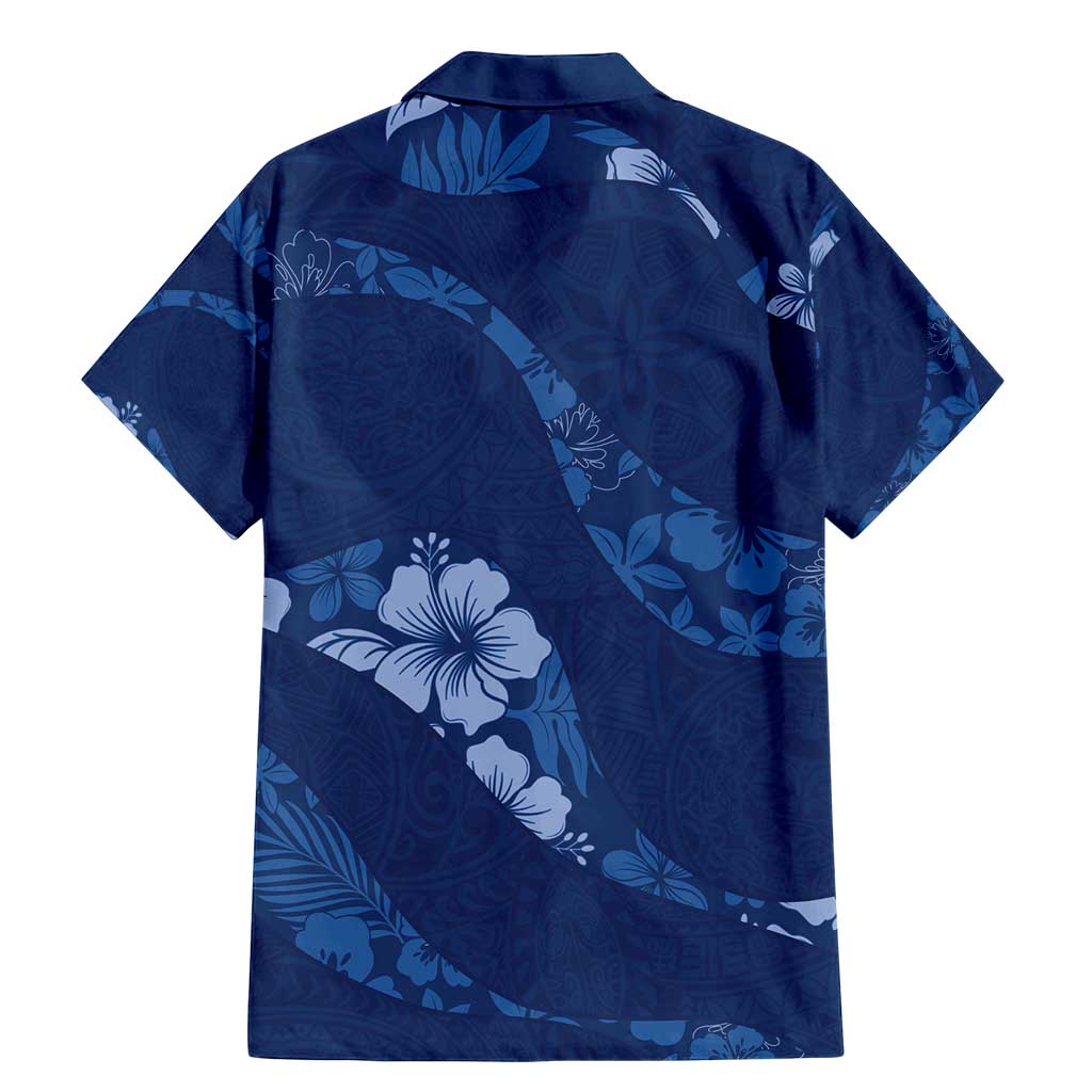 Aloha Hawaii Floral Tapa Family Matching Mermaid Dress and Hawaiian Shirt Patchwork Navy LT7 - Polynesian Pride