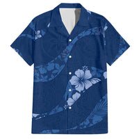 Aloha Hawaii Floral Tapa Family Matching Short Sleeve Bodycon Dress and Hawaiian Shirt Patchwork Navy LT7 Dad's Shirt - Short Sleeve Navy - Polynesian Pride