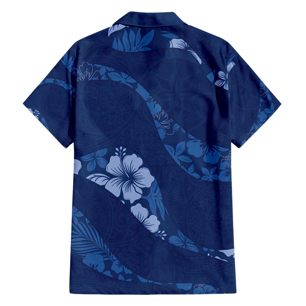 Aloha Hawaii Floral Tapa Family Matching Summer Maxi Dress and Hawaiian Shirt Patchwork Navy LT7 - Polynesian Pride