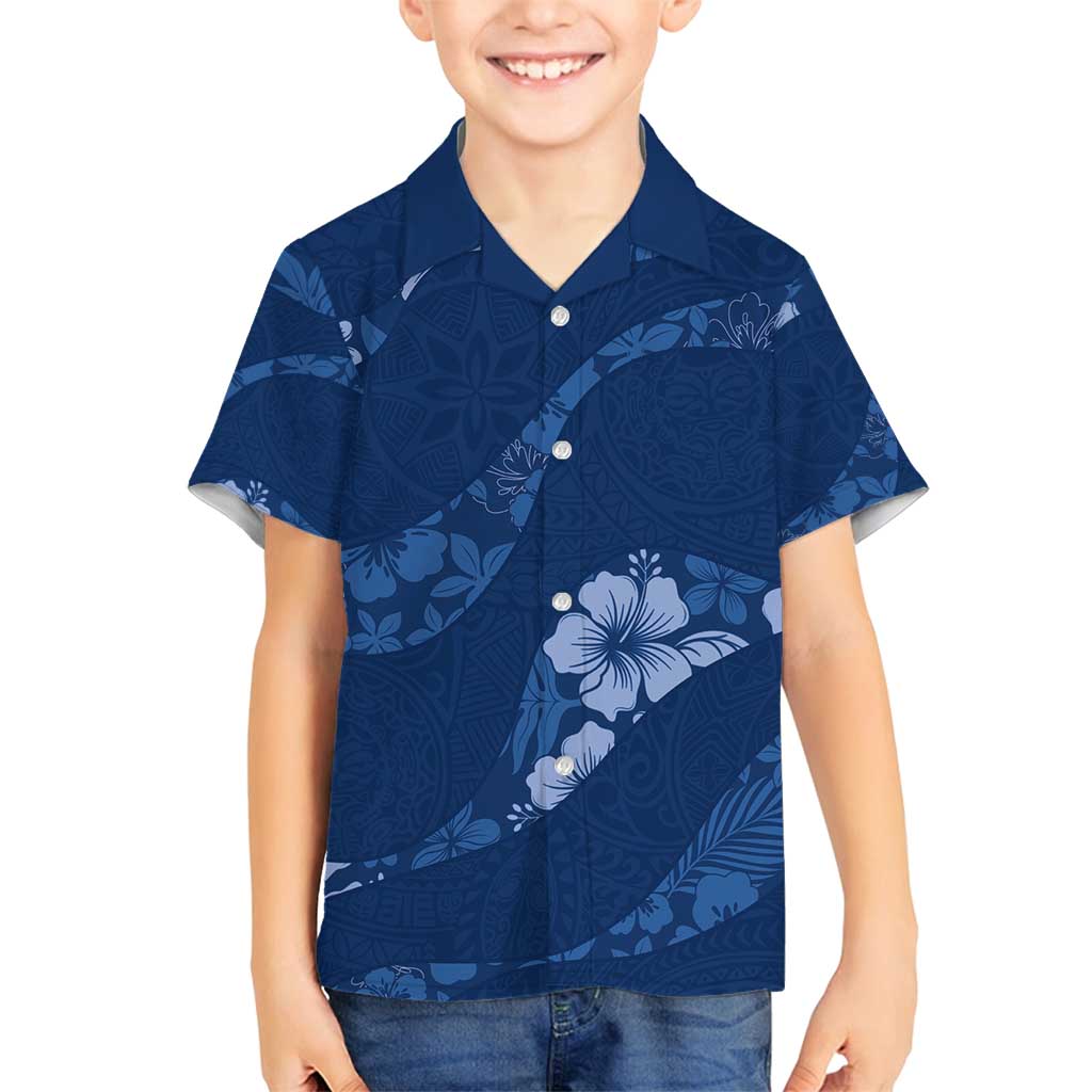 Aloha Hawaii Floral Tapa Family Matching Summer Maxi Dress and Hawaiian Shirt Patchwork Navy LT7 Son's Shirt Navy - Polynesian Pride